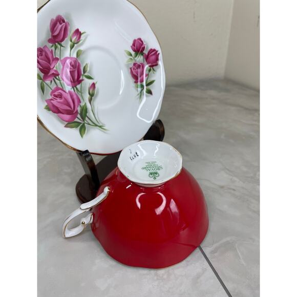Royal Standard Fashion Tea cup and Saucer Red Pink Floral - Picture 10 of 16